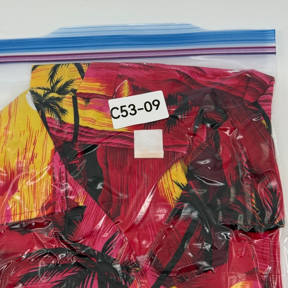 Palmwave Hawaiian Shirt Men XL Tropical Sunset Surf 100% Cotton Red Floral - Picture 8 of 8